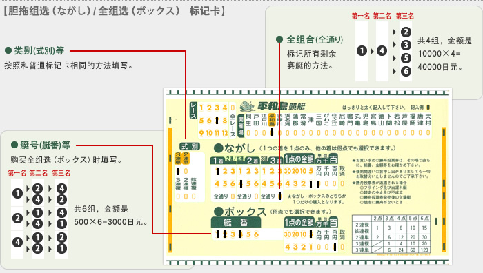 胆拖组选（ながし）/全组选（ボックス）　标记卡