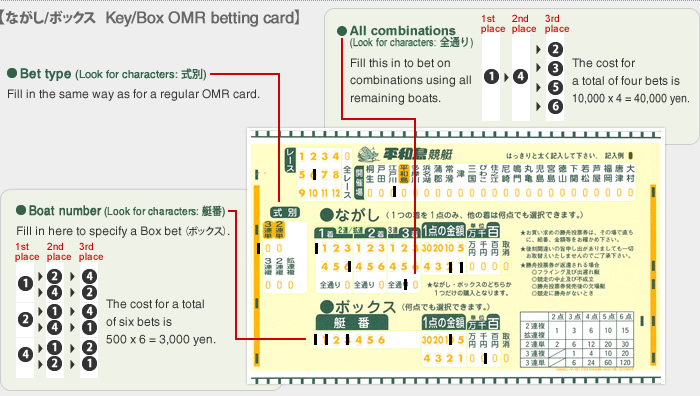 ながし/ボックス　Key/Box OMR betting card